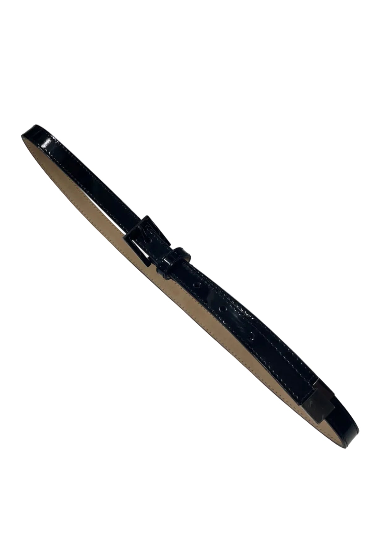 Black Patent Skinny Belt