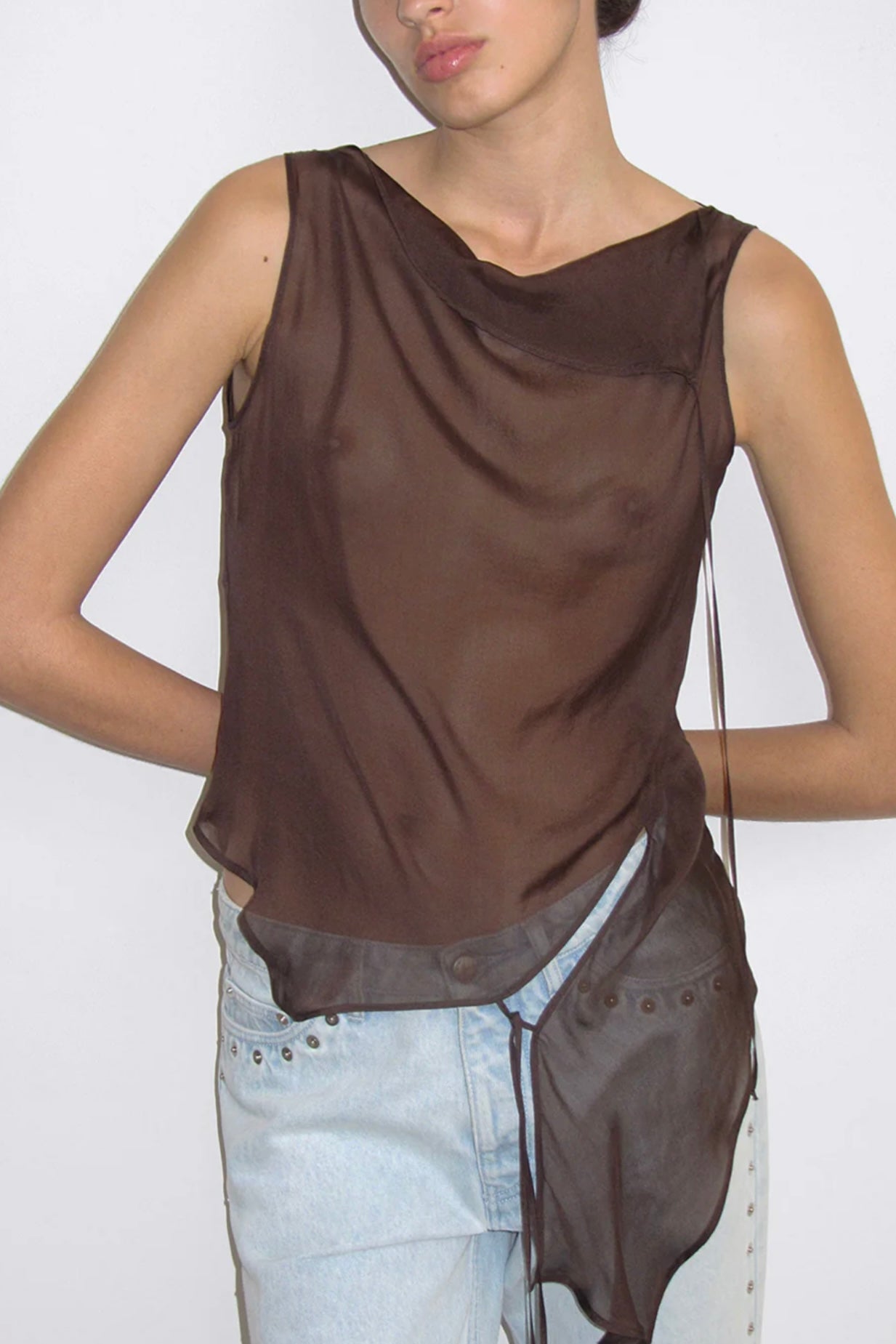 SATO TOP | BROWN SILK